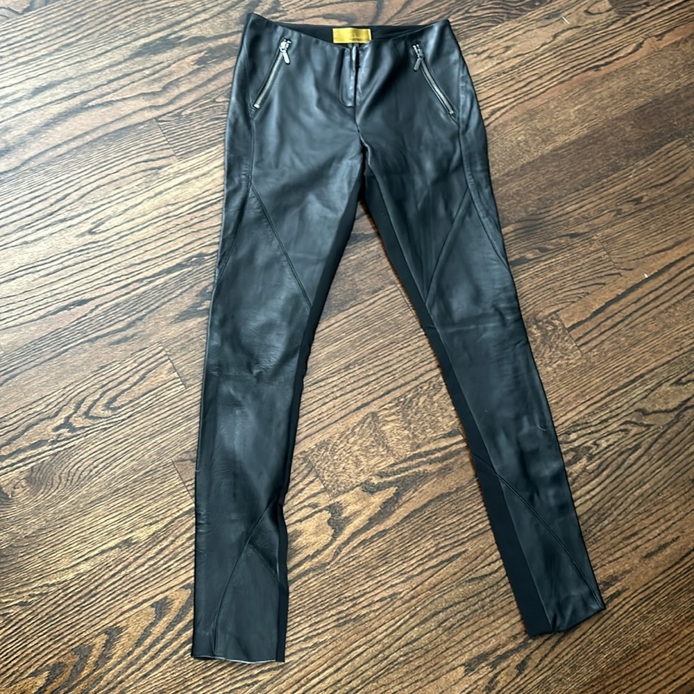 NICOLE MILLER LEATHER STRETCH PANTS SIZE 2